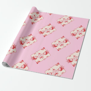Papel De Presente Rainha de Copas Vermelha e Rosa 