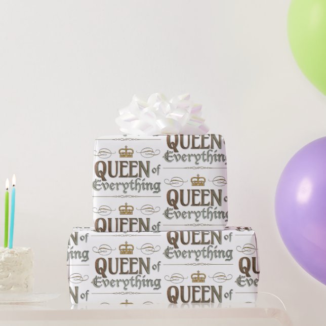 Papel De Presente RAINHA de Tudo - Coroa de Letras de Royalties (Presentes para festas)