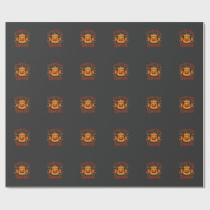 Papel De Presente Rainha do Candy Corn Coroa de Halloween Morcegos_1