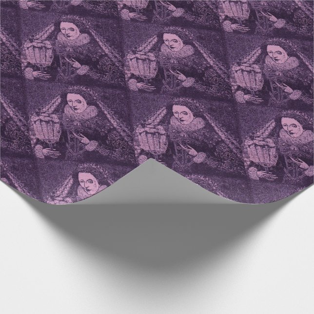 Papel De Presente Rainha Elizabeth I na impressão de lavanda (Ponta)