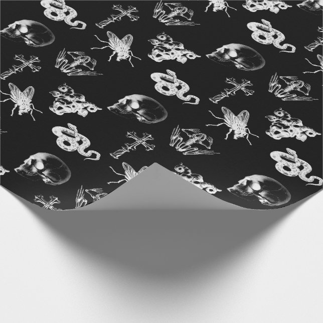 Papel De Presente Raios-X - Cobras atravessam o Halloween Black Whit (Ponta)