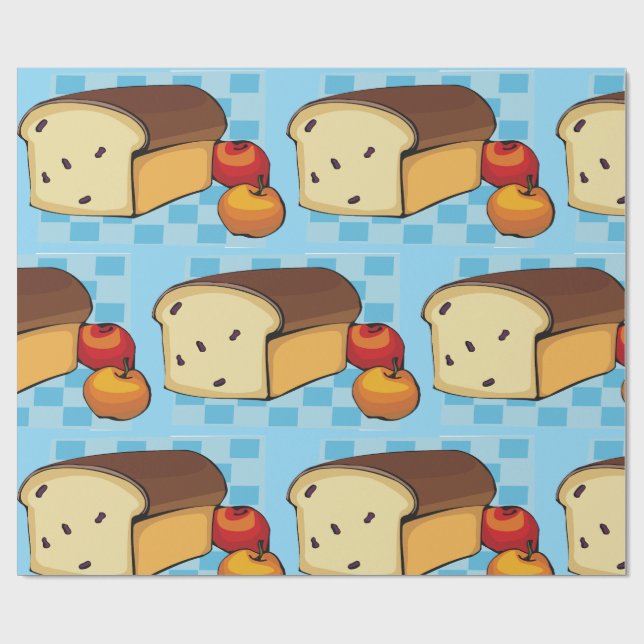 Papel De Presente Raisin Bread Loaf and Red Apples (Aberto)