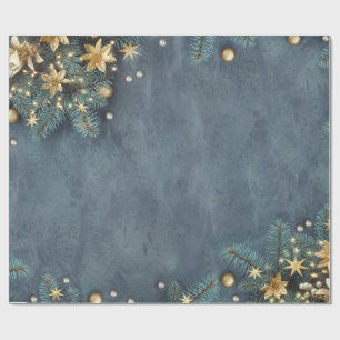 Papel De Presente Ramais de Árvore Natal, Flores,Estrelas