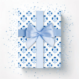 Papel De Presente Ramalhete em Porcelana Azul