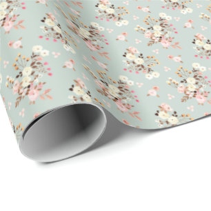 Papel De Presente Ramalhete Floral Pastel Rústico em Aquarela
