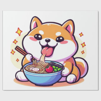 Papel De Presente Ramen-Loving Shiba Inu Wrapping Paper – Cute & Pla