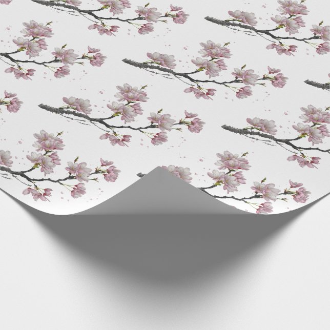 Papel De Presente Ramificação de Árvore do Flor de Cereja Moderno (Ponta)