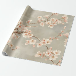 Papel De Presente Ramo de Sakura Flor de Cerejeira Vintage