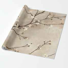Papel De Presente Ramo Mínimo de Flor Branca Elegante