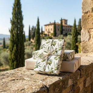 Papel De Presente Ramos de oliveiras: Design natural