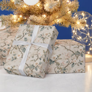 Papel De Presente Ramos Floridos Assimétricos Sofisticados
