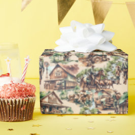 Papel De Presente Ranch Ocidental ou Cena de Fazenda do País