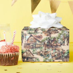 Papel De Presente Ranch Ocidental ou Cena de Fazenda do País