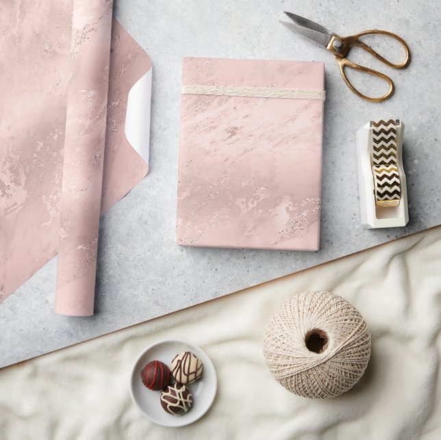 Papel De Presente Rapariga Blush Pink Glitzy Marble Birthday (Artesanato)
