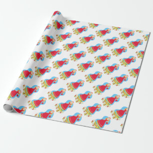 Papel De Presente Rapariga com morangos e flores
