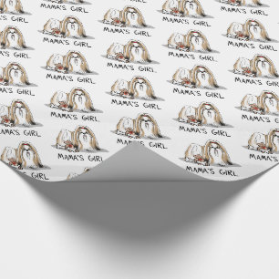 Papel De Presente Rapariga da mamãe Shih Tzu (branca-tan) Cachorro M