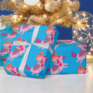 Papel De Presente Rapariga de Laranja Fofo Coca-Cola Andando em Unic