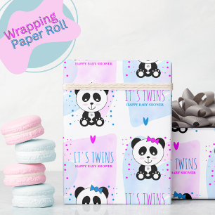 Papel De Presente Rapariga de Panda e Gêmeos de Meninos