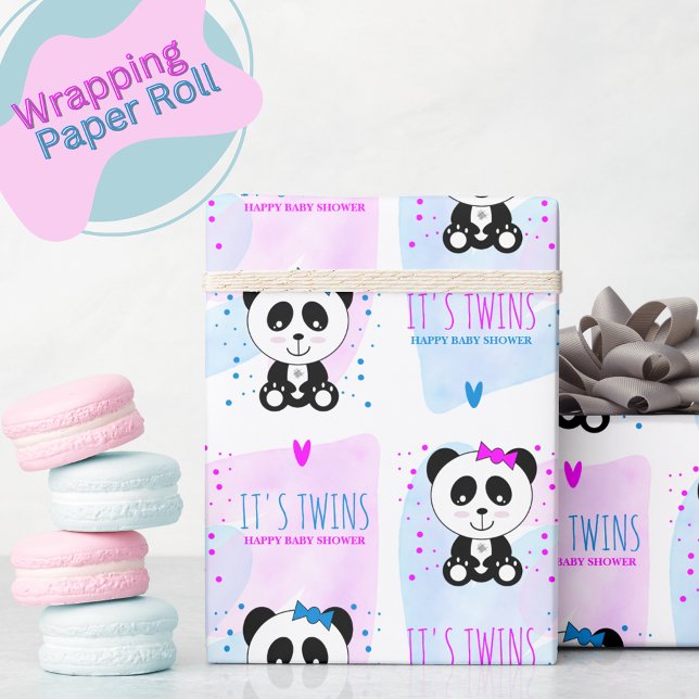 Papel De Presente Rapariga de Panda e Gêmeos de Meninos (Criador carregado)