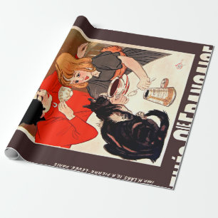 Papel De Presente Rapariga e Gato, Poster vintage, Alexandre Steinle