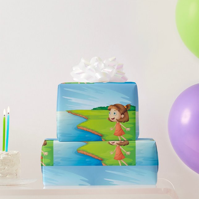 Papel De Presente Rapariga Pelo Rio (Criador carregado)