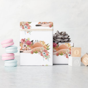 Papel De Presente Rapariga raposa em aquarela