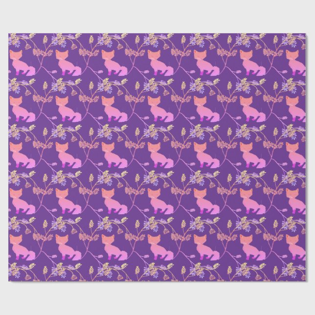 Papel De Presente Rapariga Raposa Noite Violeta (Aberto)