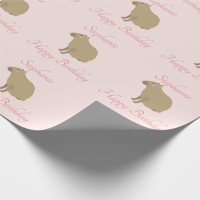 Papel De Presente Rapariga rosa personalizada Capybara Pattern Anive (Ponta)