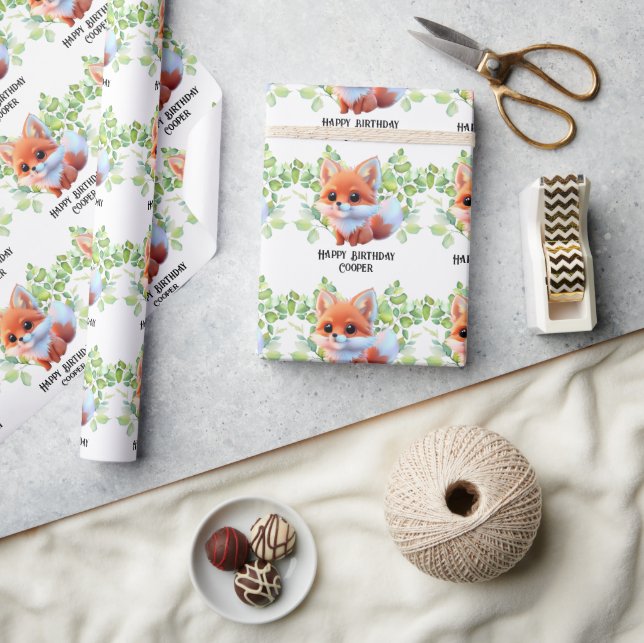 Papel De Presente Raposa-branca desenhando animais florestais amigos (Artesanato)