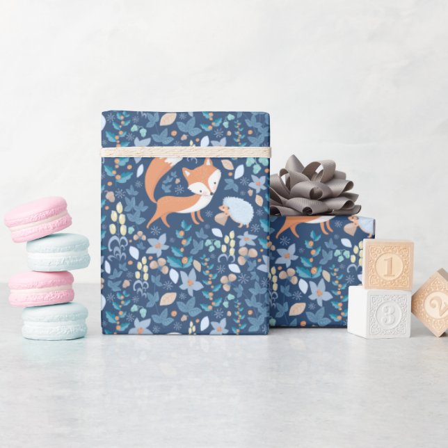 Papel De Presente Raposa da Floresta de Inverno (Chá de bebê)