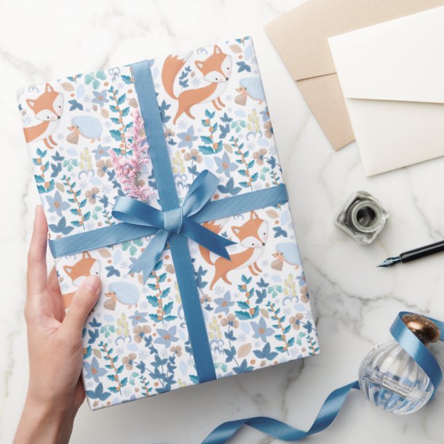Papel De Presente Raposa da Floresta de Inverno (Presentear)