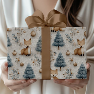 Papel De Presente Raposa de inverno e Natal