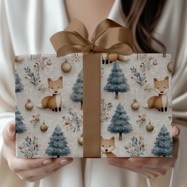 Papel De Presente Raposa de inverno e Natal (Criador carregado)