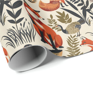 Papel De Presente Raposa e artesanato e aves de caça