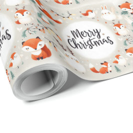 Papel De Presente Raposa e coelhos de Natal, crus e lisos