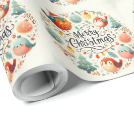 Papel De Presente Raposa e coelhos de Natal, crus e lisos