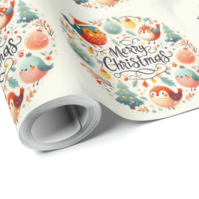 Papel De Presente Raposa e coelhos de Natal, crus e lisos (Ponta do rolo)