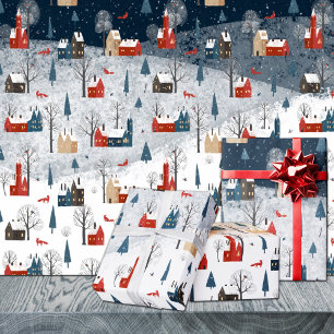 Papel De Presente Raposa Vermelha da Aldeia Vermelha da Montanha Nó