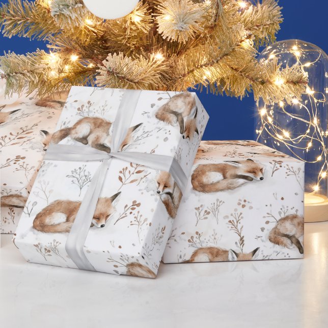Papel De Presente Raposas Aconchegantes Natal (Feriados)