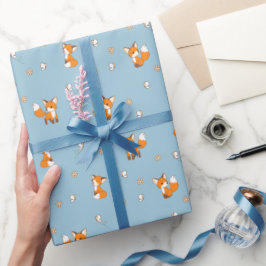 Papel De Presente Raposas bonitas em Azul