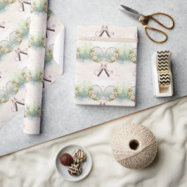 Papel De Presente Raquete de Ténis com Floral