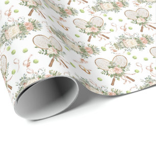 Papel De Presente Raquete de Ténis com Floral