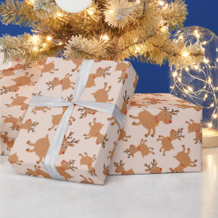 Papel De Presente Rãs bonitas com lenços festivos vermelhos Natal