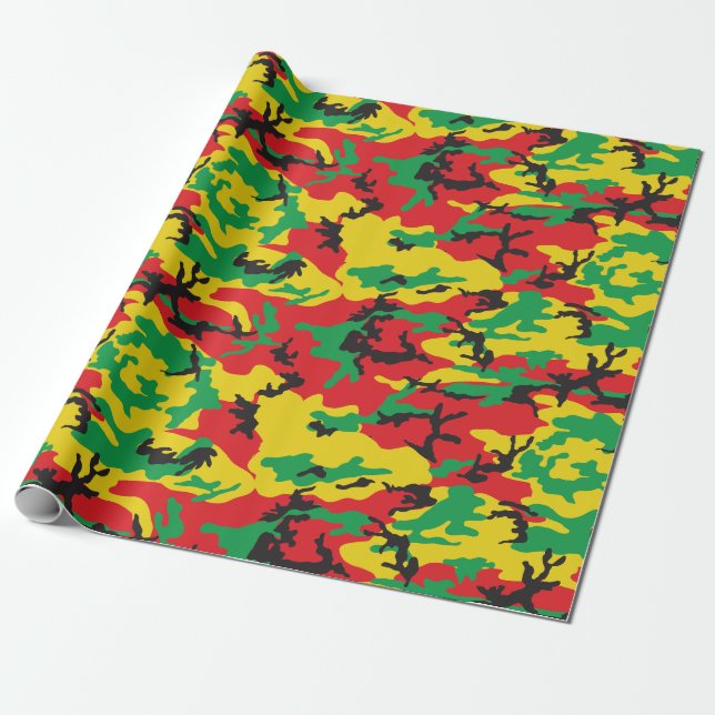 Papel De Presente Rasta Flag Colors Camouflage Print (Desenrolado)
