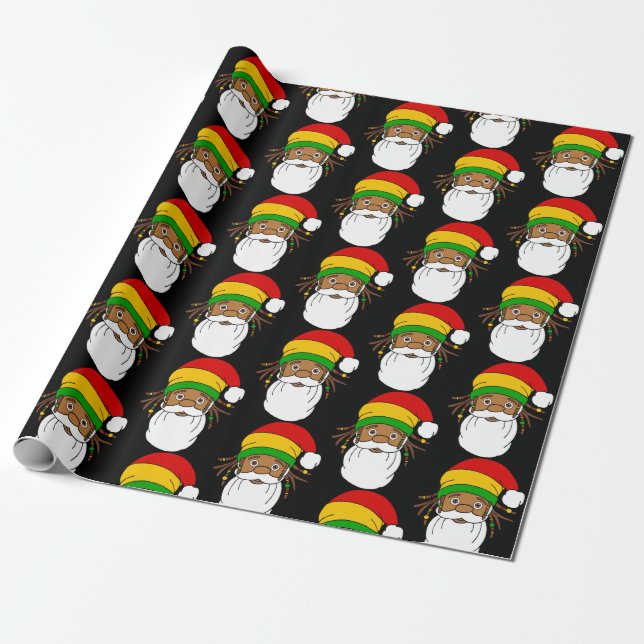 Papel De Presente Rasta Santa Claus Jamaican Christmas (Desenrolado)