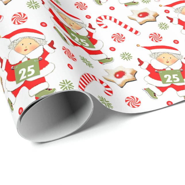 Papel De Presente Rastreamento e Campo de Raparigas em Execução (Ponta do rolo)