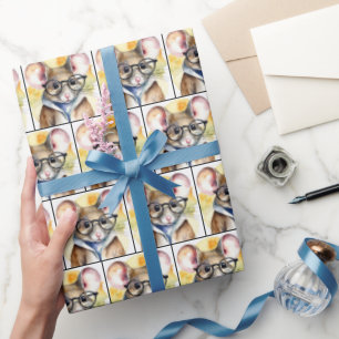Papel De Presente Rato De Aquarela Com Óculos