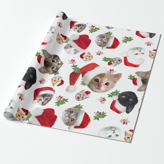 Papel De Presente Rato de gato engraçado e bolo de Natal (Desenrolado)