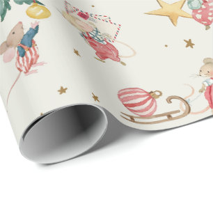 Papel De Presente Rato de Natal Mousekin de Natal Inverno Yule