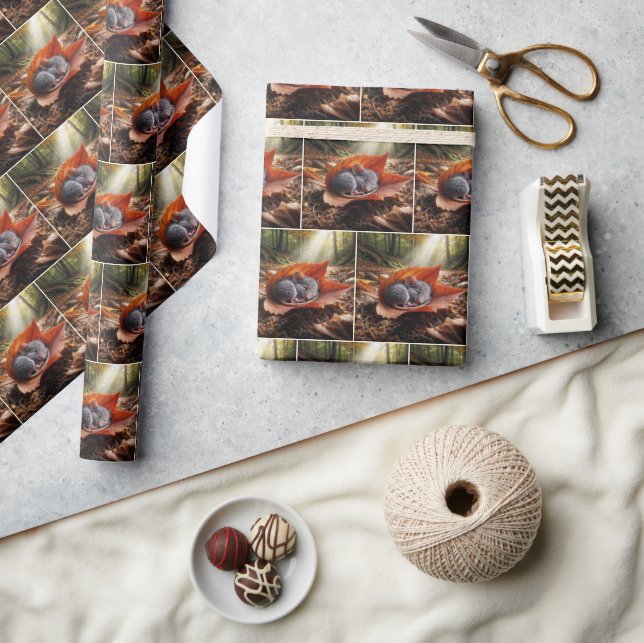 Papel De Presente Rato Dormindo em uma Folha de Mapeamento (Artesanato)